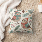 Pattern Scandinavian Holiday Birds クッション (ブランケット)