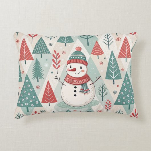 Pattern Scandinavian Snowman アクセントクッション (正面)