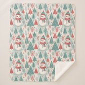 Pattern Scandinavian Snowman シェルパブランケット (正面)