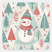 Pattern Scandinavian Snowman スクエアシール (正面)