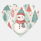 Pattern Scandinavian Snowman ハートシール (正面)