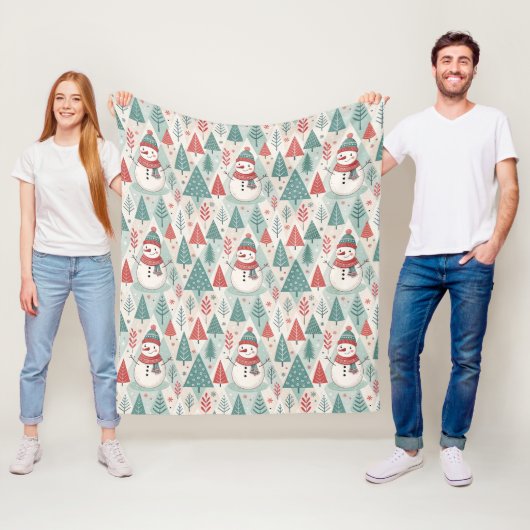 Pattern Scandinavian Snowman フリースブランケット (インサイチュ)
