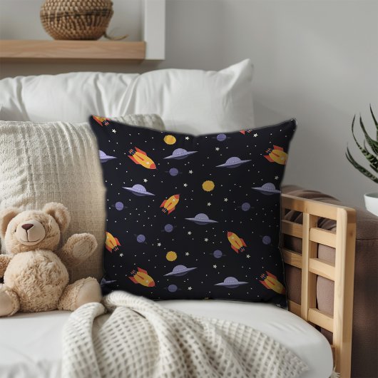 Pattern space lavender orange black クッション