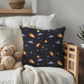 Pattern space lavender orange black monogram クッション