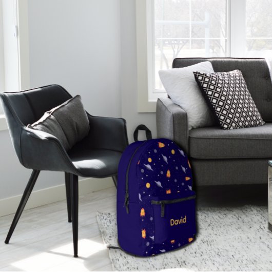 Pattern space lavender orange blue name プリントバックパック