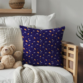 Pattern space lavender orange dark blue クッション