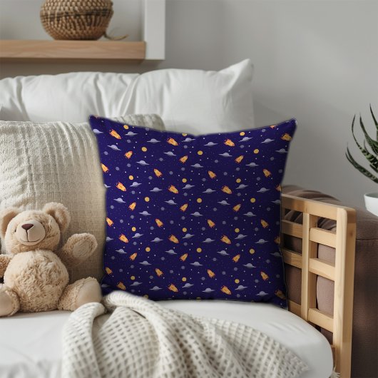 Pattern space lavender orange dark blue クッション