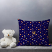 Pattern space lavender orange dark blue monogram クッション
