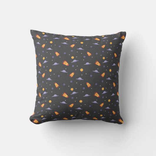 Pattern space lavender orange gray クッション (正面)