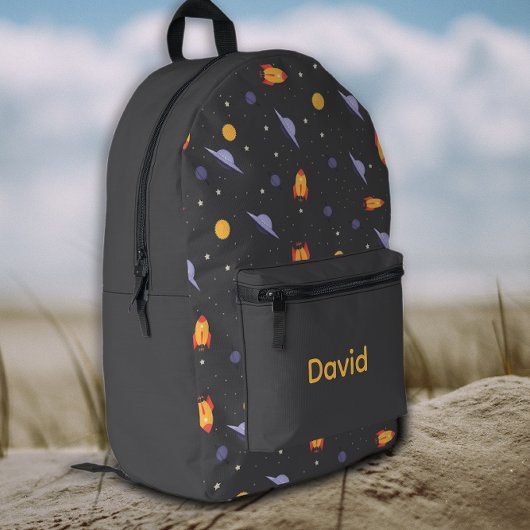 Pattern space lavender orange gray name プリントバックパック