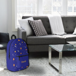 Pattern space lavender orange gray name プリントバックパック