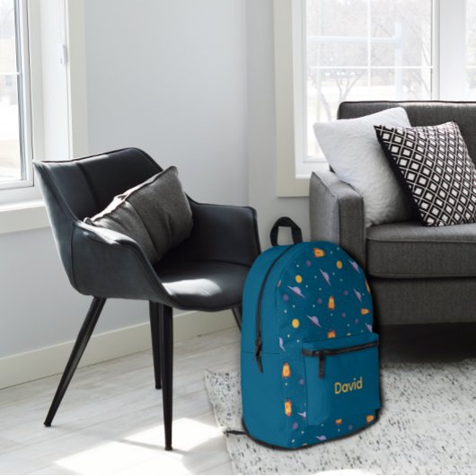 Pattern space lavender orange ocean blue name プリントバックパック