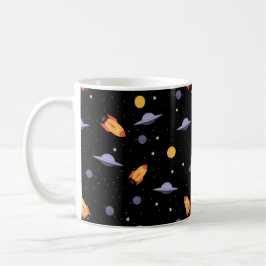 Pattern space ufo orange black コーヒーマグカップ