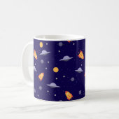 Pattern space ufo orange blue コーヒーマグカップ (正面左)