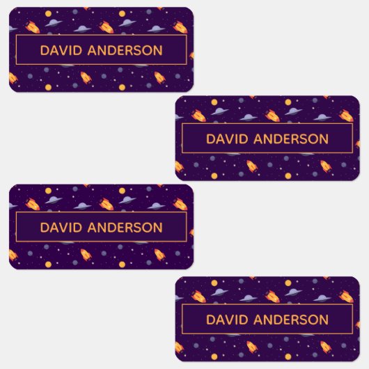 Pattern space ufo orange purple ラベル (グループ)