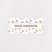 Pattern space ufo orange purple white ラベル (デザイン2)