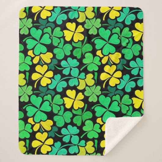 Pattern St. Patrick's Day Clovers シェルパブランケット (正面)