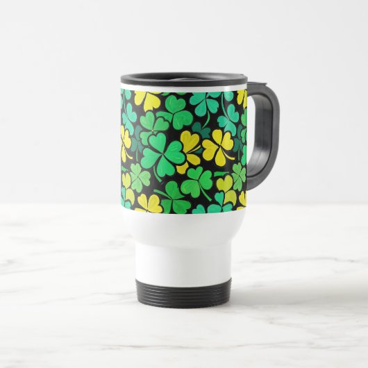 Pattern St. Patrick's Day Clovers トラベルマグ (正面右)