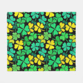 Pattern St. Patrick's Day Clovers フリースブランケット (正面(横))