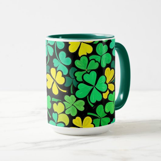 Pattern St. Patrick's Day Clovers マグカップ (正面右)