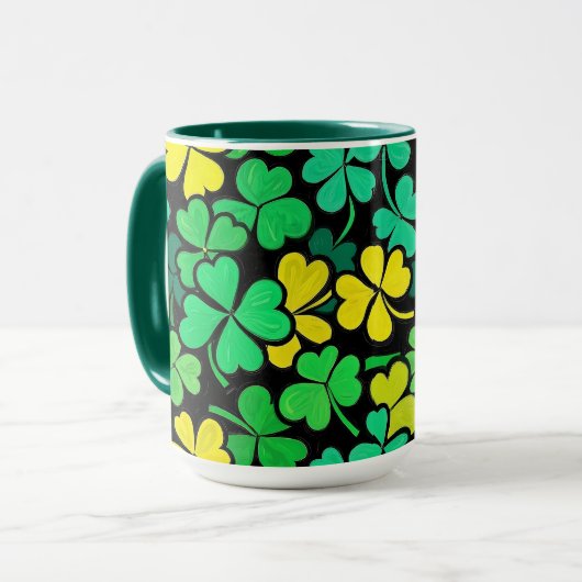 Pattern St. Patrick's Day Clovers マグカップ (正面左)