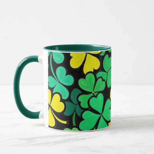 Pattern St. Patrick's Day Clovers マグカップ (左)