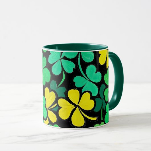 Pattern St. Patrick's Day Clovers マグカップ (正面右)
