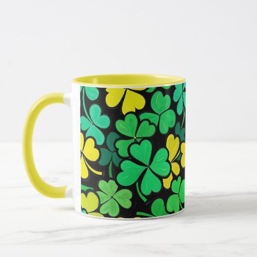 Pattern St. Patrick's Day Clovers マグカップ (左)
