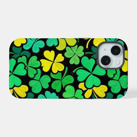 Pattern St. Patrick's Day Clowers  iPhone 15ケース (裏面横)