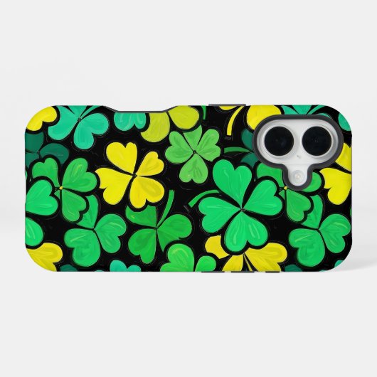 Pattern St. Patrick's Day Clowers  iPhone 16ケース (裏面横)