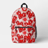Pattern Tie Dye Red Hearts プリントバックパック (正面)