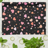 Pattern Valentineの2024背景(ハート付き) キッチンタオル (折り畳み)