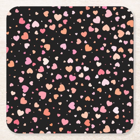Pattern Valentineの2024背景(ハート付き) スクエアペーパーコースター (正面)