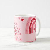 Pattern Valentine 2023背景とハート愛 コーヒーマグカップ (正面右)