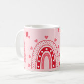 Pattern Valentine 2023背景とハート愛 コーヒーマグカップ (正面左)