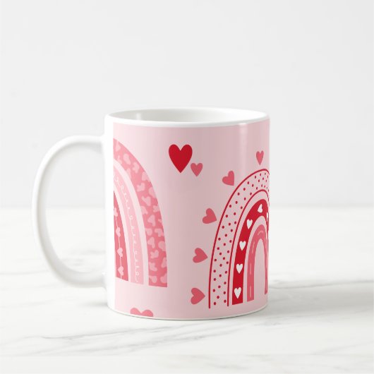 Pattern Valentine 2023背景とハート愛 コーヒーマグカップ (左)