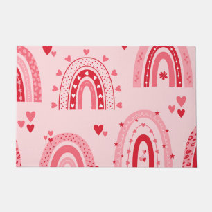 Pattern Valentine 2023背景とハート愛 ドアマット
