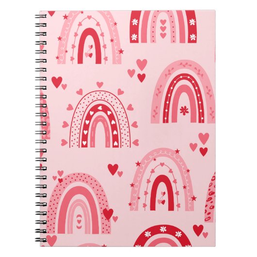 Pattern Valentine 2023背景とハート愛 ノートブック (正面)