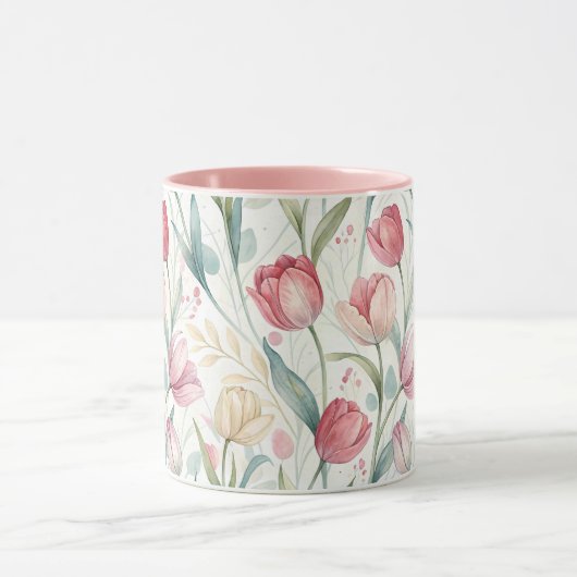 Pattern Watercolor Modern Tulips マグカップ (中央)