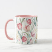 Pattern Watercolor Modern Tulips マグカップ (左)