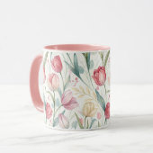 Pattern Watercolor Modern Tulips マグカップ (正面左)