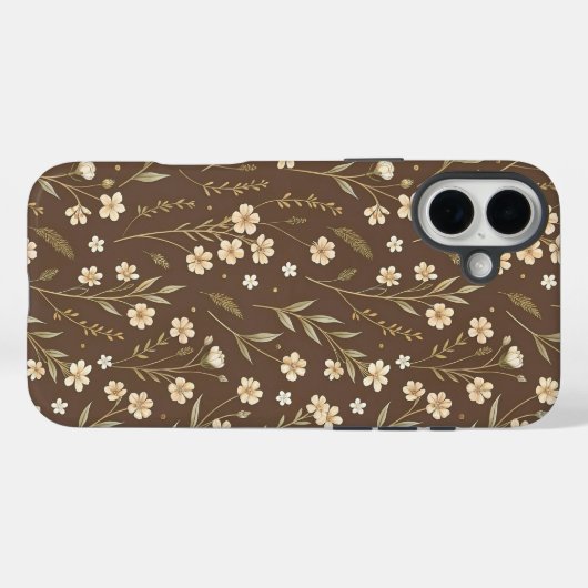 Pattern Wildflowers Brown Background Case-Mate iPhoneケース (裏面 (横))