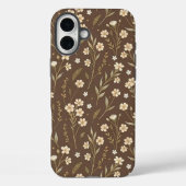 Pattern Wildflowers Brown Background Case-Mate iPhoneケース (裏面)