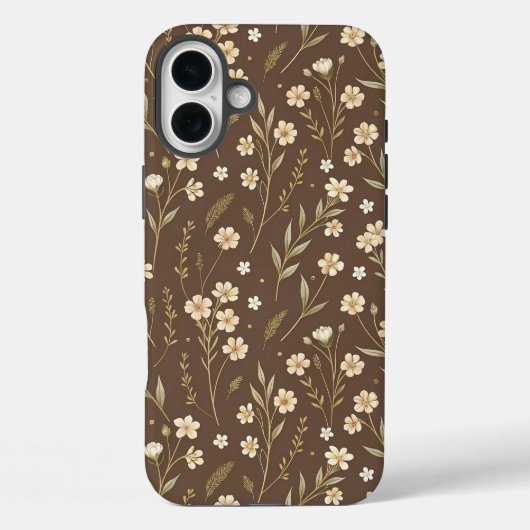 Pattern Wildflowers Brown Background Case-Mate iPhoneケース (裏面)