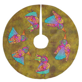 Pattern With bird creatures ブラッシュドポリエステルツリースカート