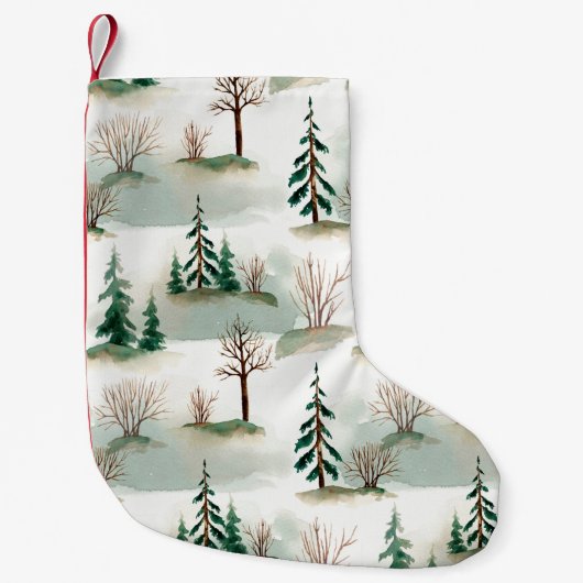 Pattern with Christmas trees, trees and bushes. Bl スモールクリスマスストッキング (正面)