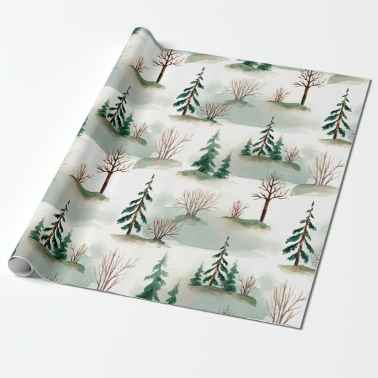Pattern with Christmas trees, trees and bushes. Bl ラッピングペーパー (アンロールド)