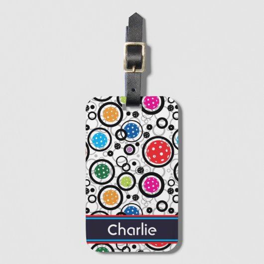 Pattern with Pickleballs  ラゲッジタグ (正面縦)