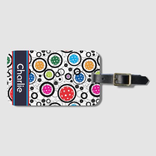 Pattern with Pickleballs  ラゲッジタグ (正面横)