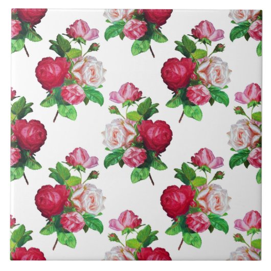 Pattern with Red, White and Pink Roses, タイル (正面)